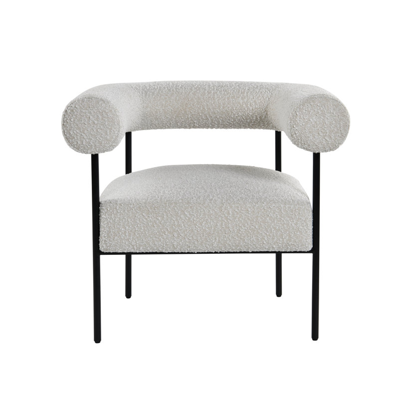 Fauteuil demi-tonneau 33 po Gelula, Crème Boucle
