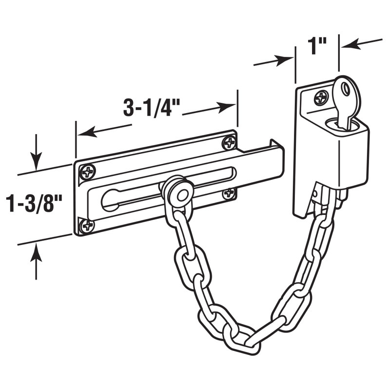 Garde-porte à chaîne à clé Prime-Line, fabrication en acier et moulé sous pression (paquet unique), Nickel satiné