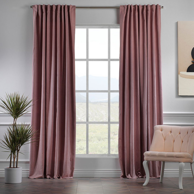 Room Darkening Single Curtain Panel, 130cm Width x 325cm Drop, Rose Pink