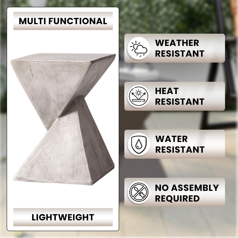Square Outdoor Side Table , 12.59 " W 12.59 " D, Marble White