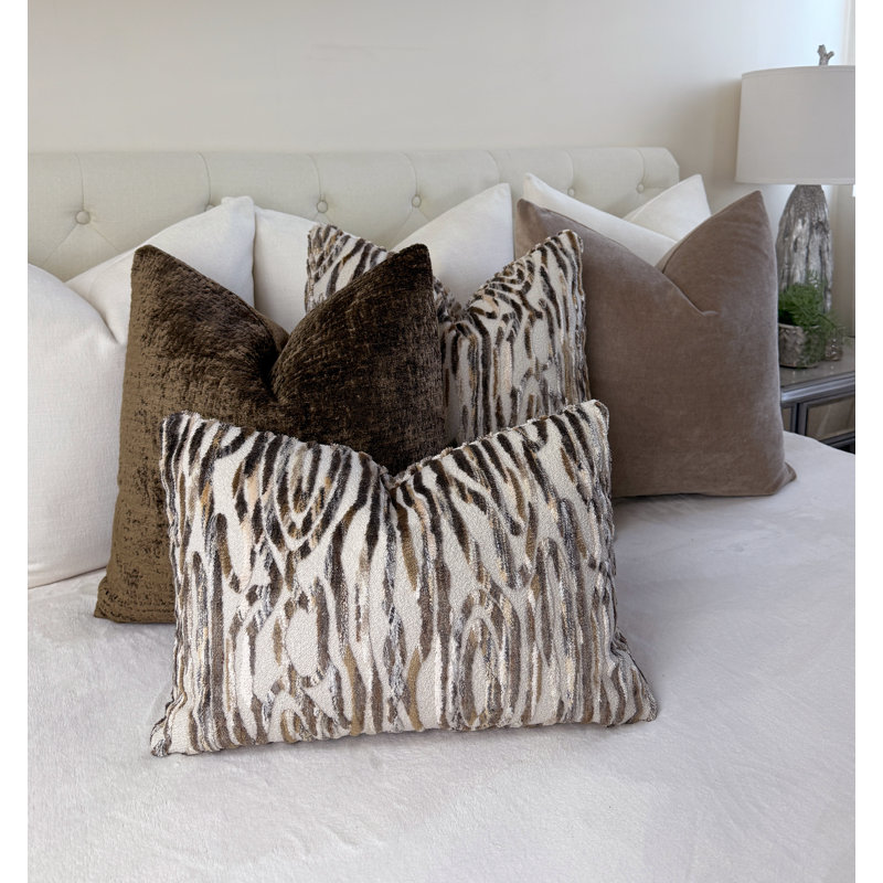 Housse de coussin en velours Flow, Café au lait, 14 x 20 po