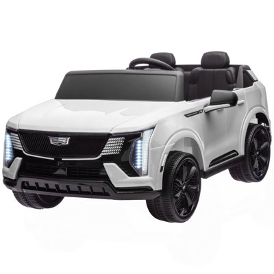 2-Seater Ride on Truck, 12V 10AH Cadillac Escalade IQ 2025 Licensed Kids Electric Car with Remote Control, 4 Spring Suspension Wheels, LED Lights, Music Horn, White