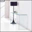 Console en verre, console en verre trempé transparent avec bureaux à bords arrondis, table de canapé