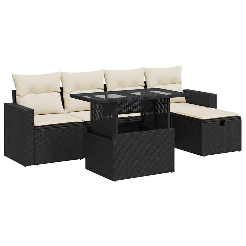 Ensemble de canapé de jardin Vidaxl noir, blanc crème