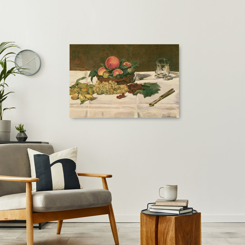 Nature morte : Fruits sur une table, 1864, estampe d'art mural contemporain abstrait impressionniste représentant des fruits