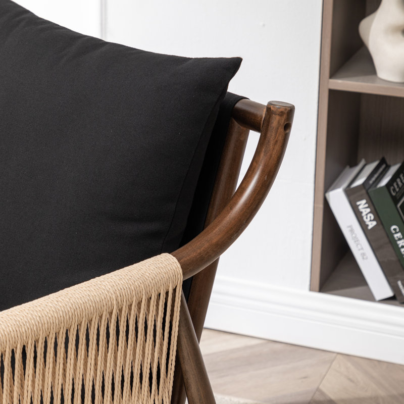 Cofield Upholstered Solid Wood Accent Chair, Black
