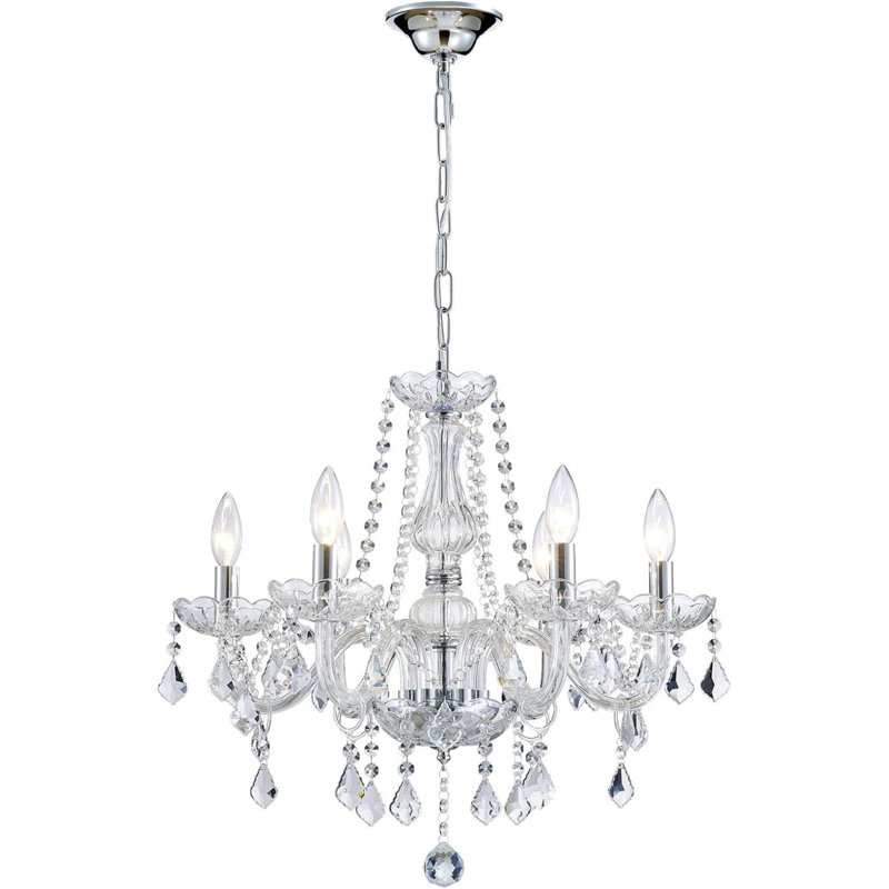 Lustre classique / traditionnel en verre 6 lumières à intensité variable Amiaha