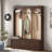 Farmhouse Wooden Style Hall Tree With Arched Design, Bench, 8 Retro Hooks, And 3 Drawers-1745240815