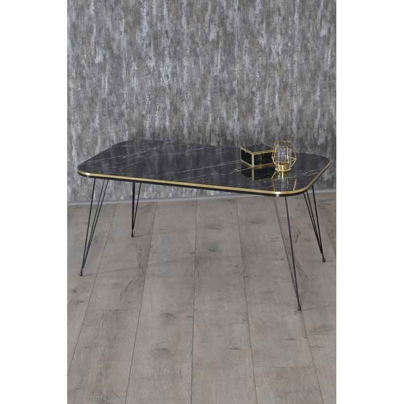 Mihika Four Leg Coffee Table, Black Marble