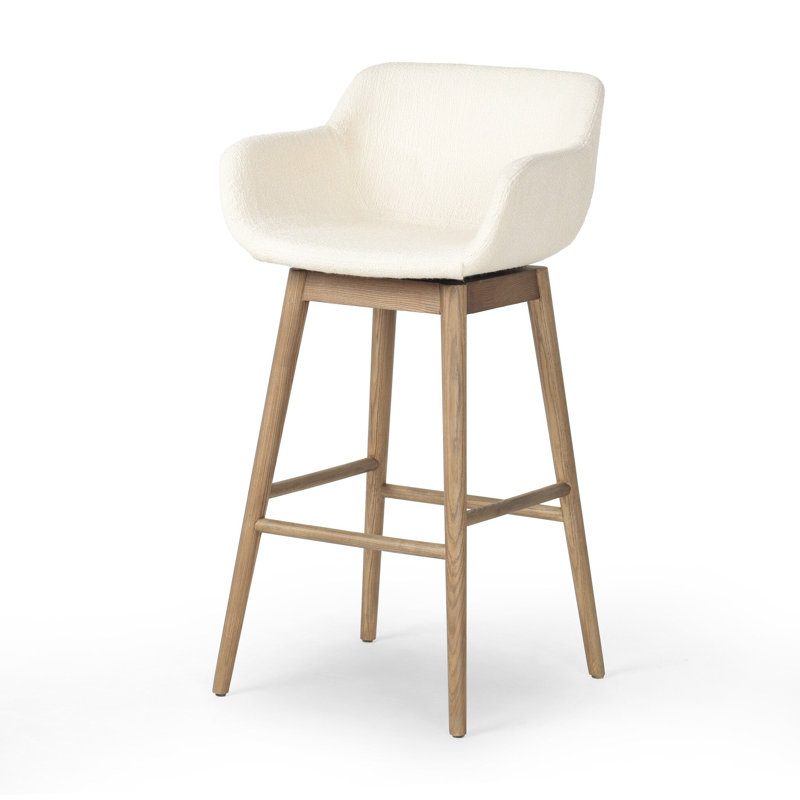 Tabouret pivotant en cuir Bahari, Tabouret de comptoir (siège d'une hauteur de 26,5, Mousse Dulane / cuir véritable