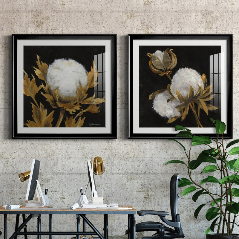 Cotton Balls I - Cadre photo, Blanc, Cadre noir, H 26,5 po x l 53 po x P 1,5 po