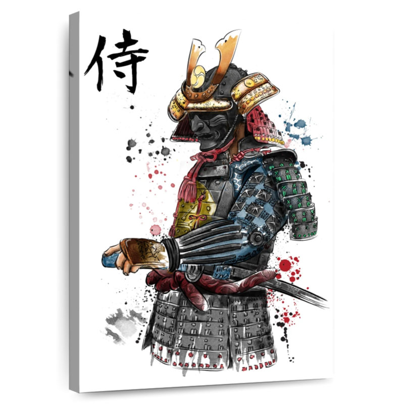 Aquarelle Mait Samurai, H 51 po x l 34 po
