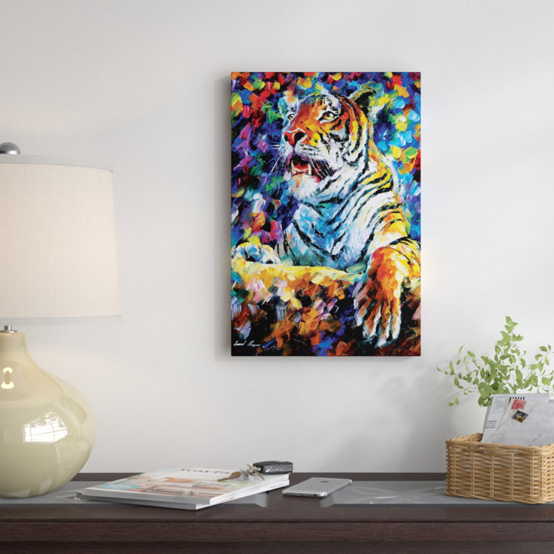 « tiger », reproduction verticale sur toile tendue, H 26 po x l 18 po x P 1,5 po, Toile avec cadre noir, Pas de tapis