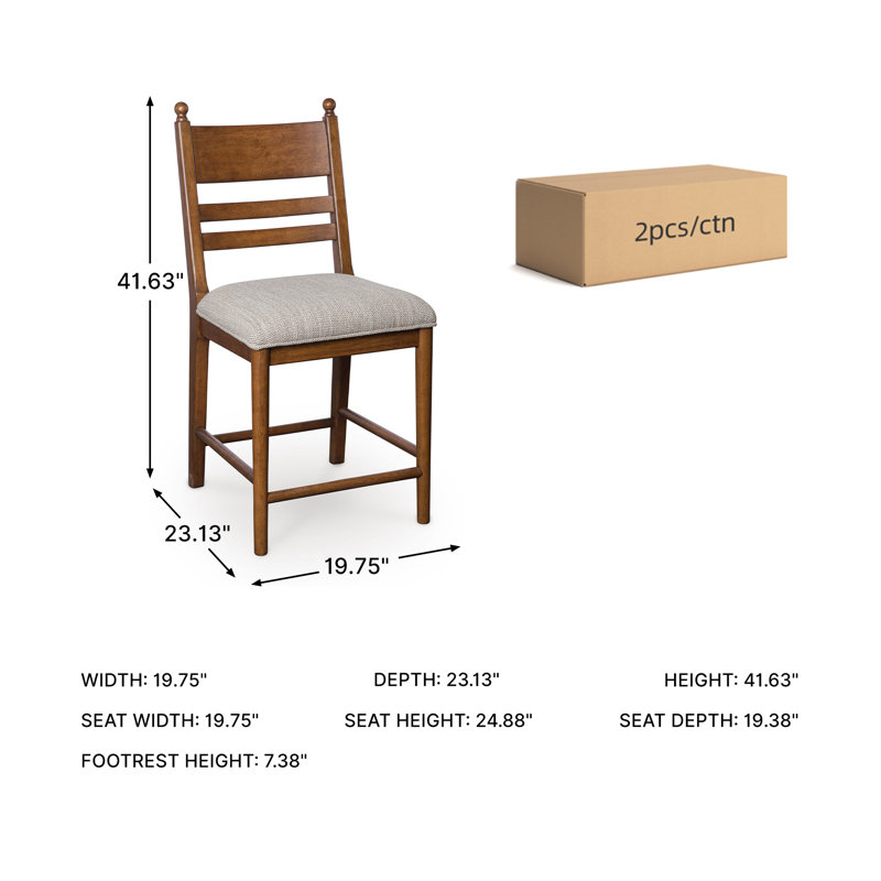 Kanisha Counter Height Barstool (Set Of 2), Brown
