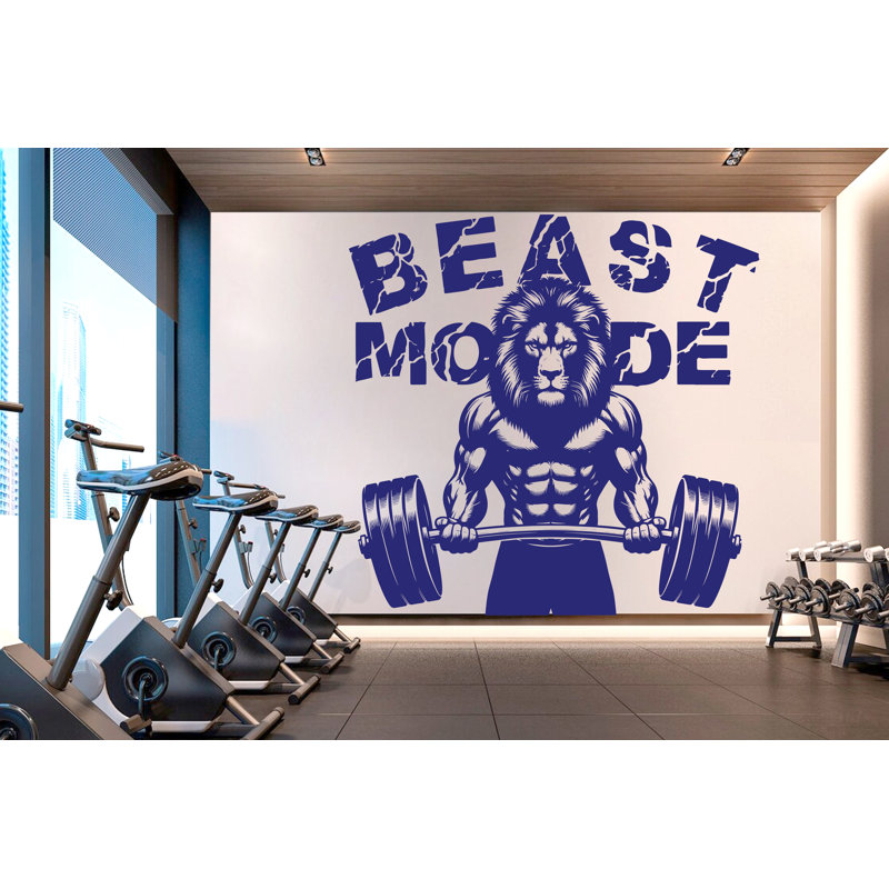 Adhésif mural lion mode bête en forme de lion, art mural, décalcomanies murales de gymnastique, autocollants muraux, décoration murale 