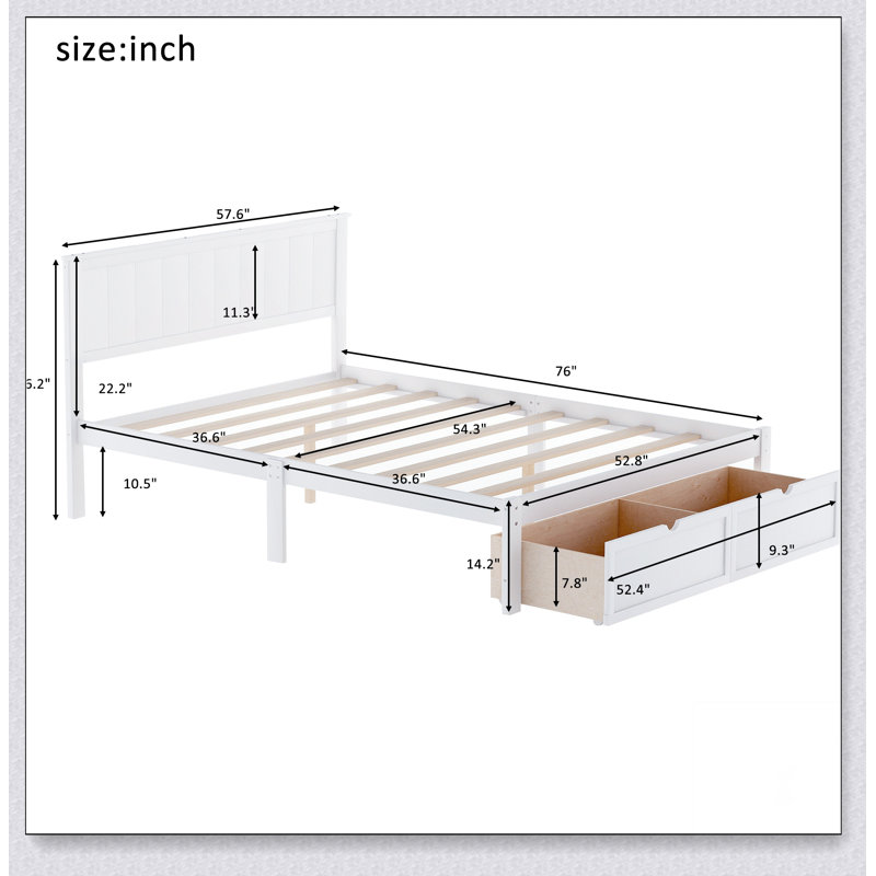 Platform Bed With Under-Bed Drawers