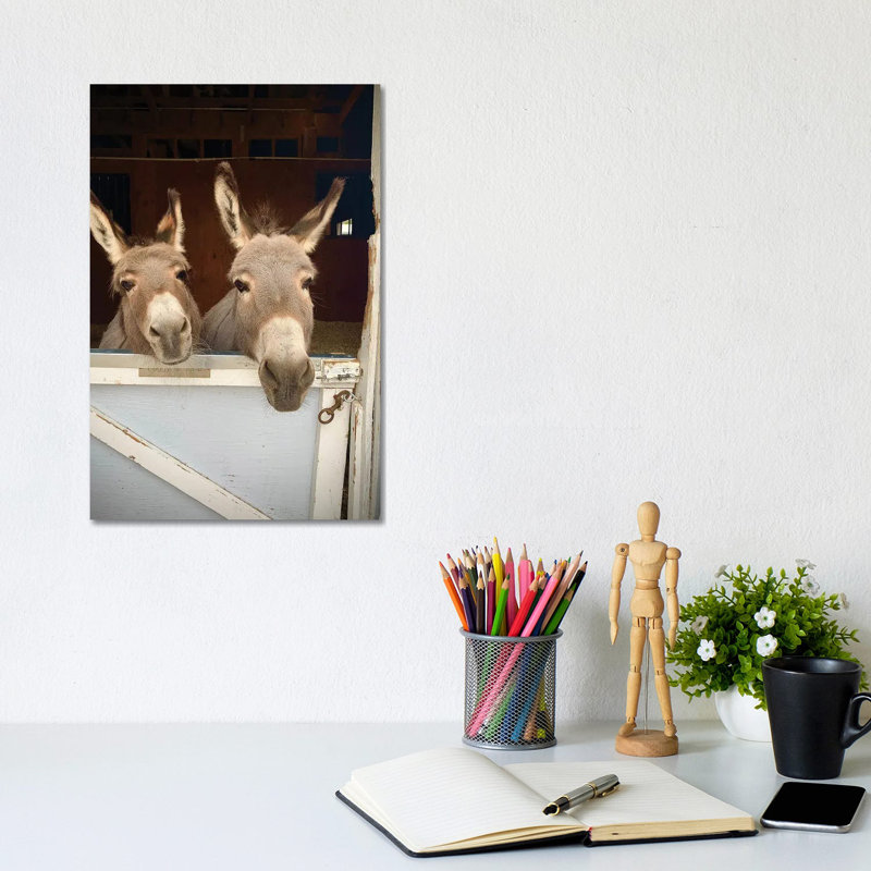 Pair Of Donkeys by Susan Vizvary - Print on Canvas, 30.48cm H x 20.32cm W x 1.91cm D, Wrapped Canvas