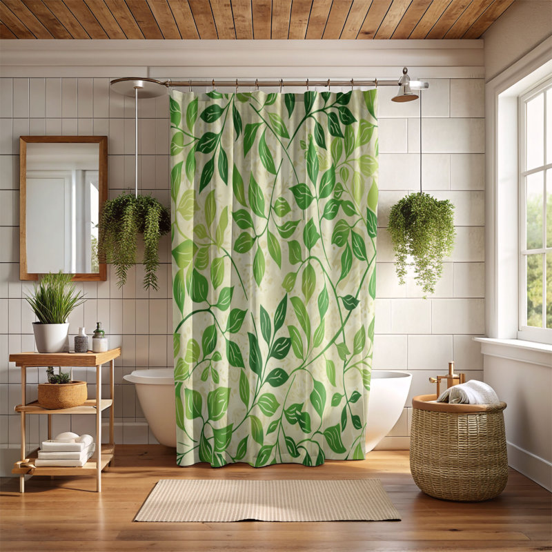 New Leaves - Rideau de douche Premium, H 74 po x l 71 po