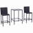3Pcs Rattan Bar Set With Glass Top Table, 2 Bar Stools For Outdoor, Patio, Garden, Poolside, Backyard