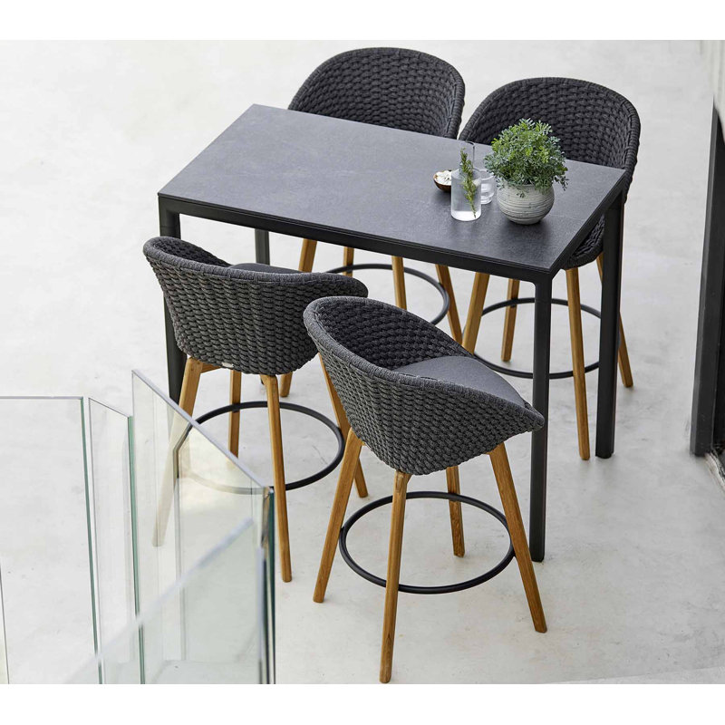 Peacock 29.2" Patio Bar Stool with Cushion, Dark Gray