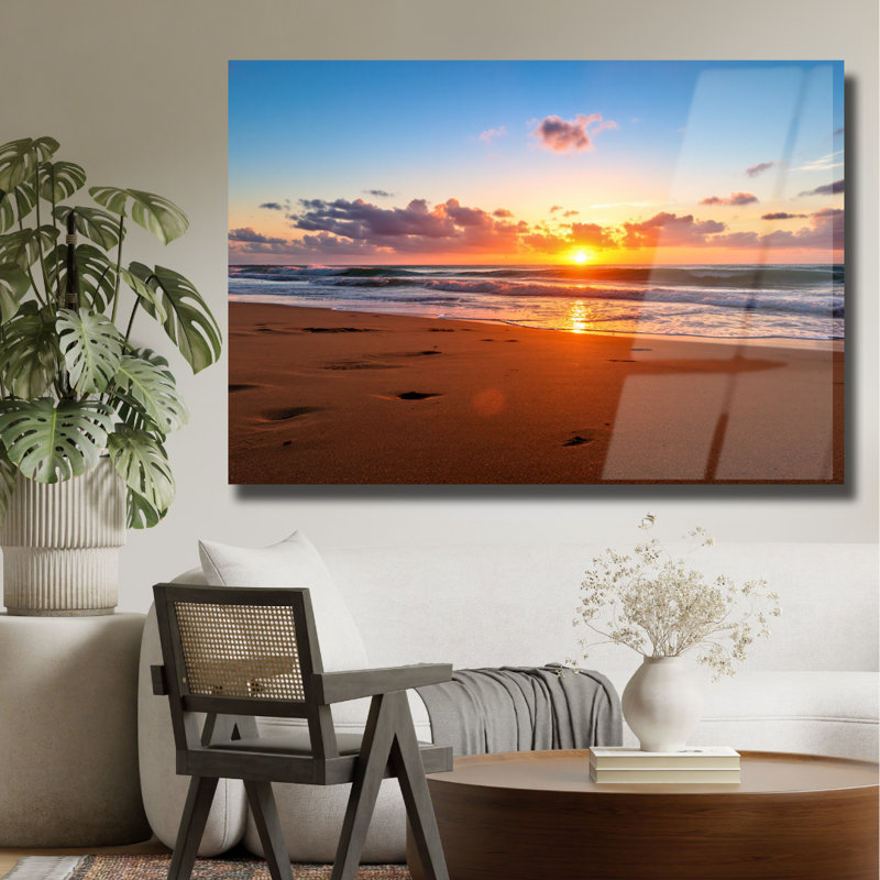Art tropical en verre trempé Tropical Beach, H 24 po x l 36 po