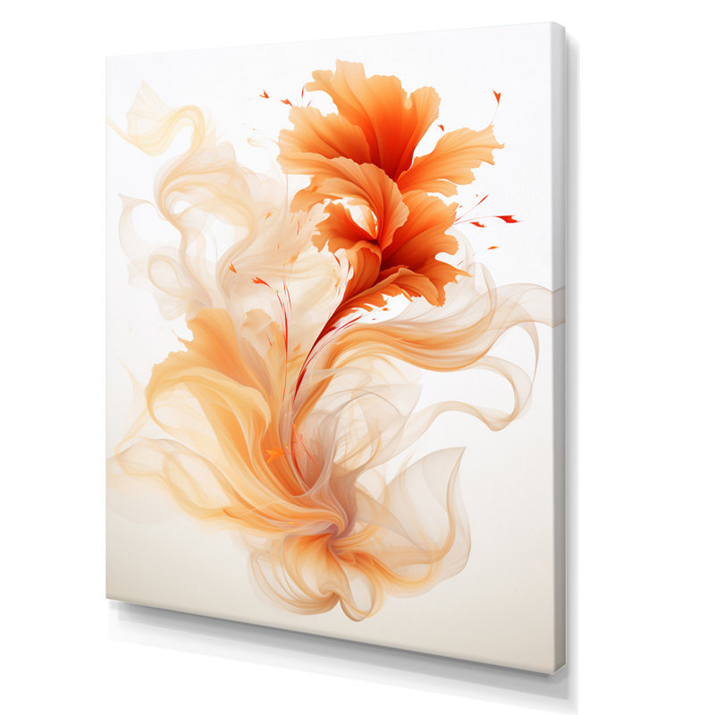 Watercolor Modern Floral In Orange - Abstract Encre liquide, impressions encadrées, H 32 po x l 24 po x P 1 po, Toile tendue