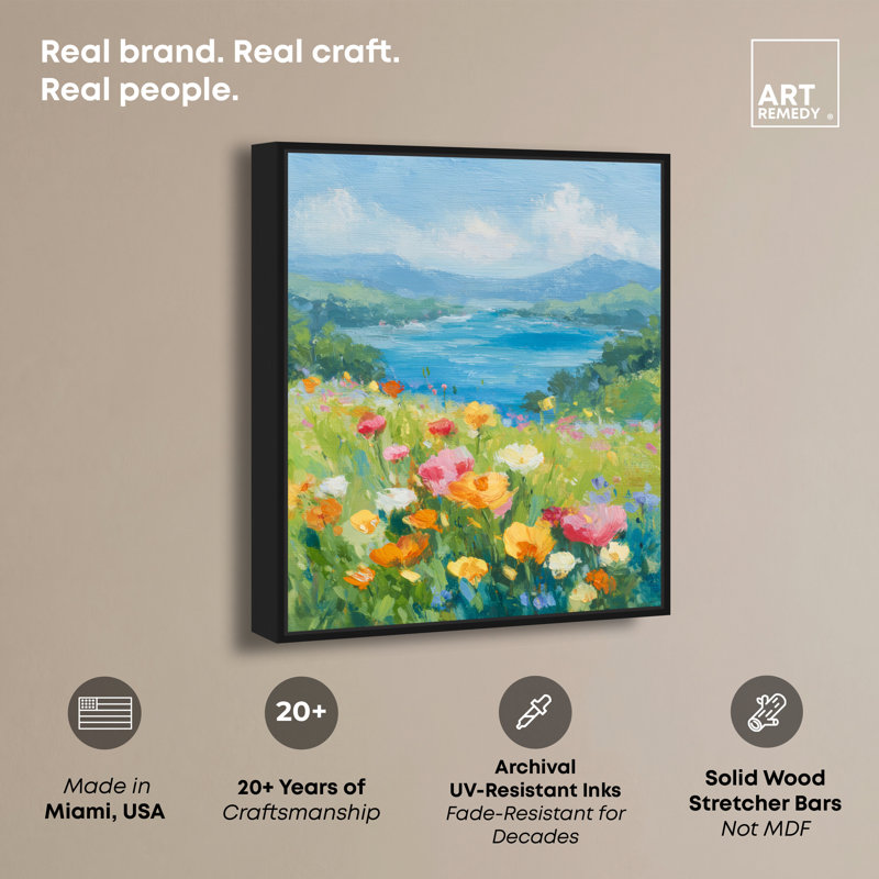 "Meadow Waters I", reproduction d'art sur toile encadrée par Art Remedy, cadre noir, 16 x 20, Cadre noir, H 17 po x l 21 po