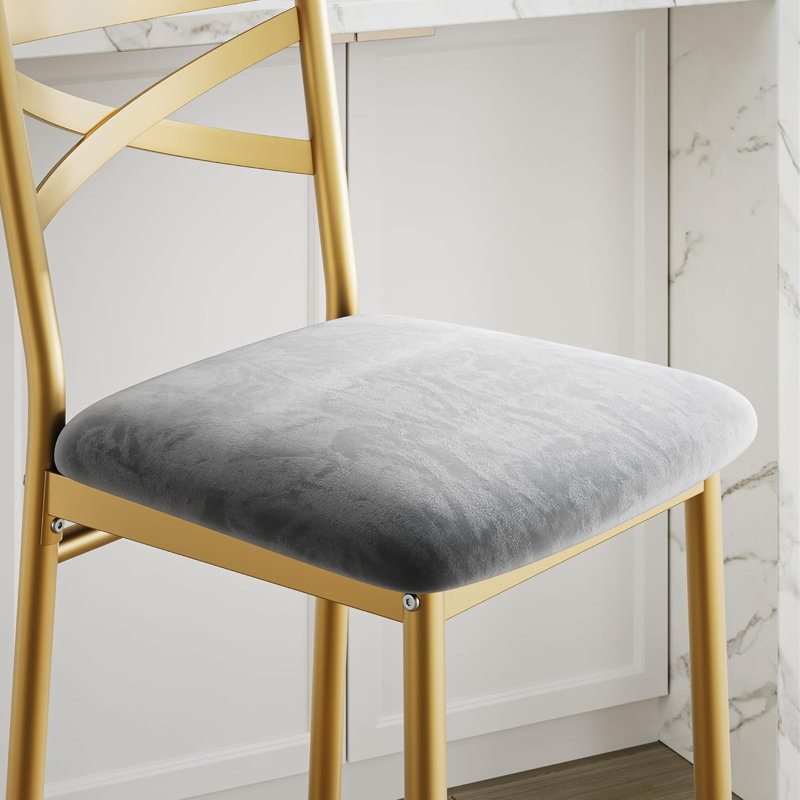 Faux Leather Accent Chair, Gold, Grey, 100.5cm H x 45cm W x 40cm D