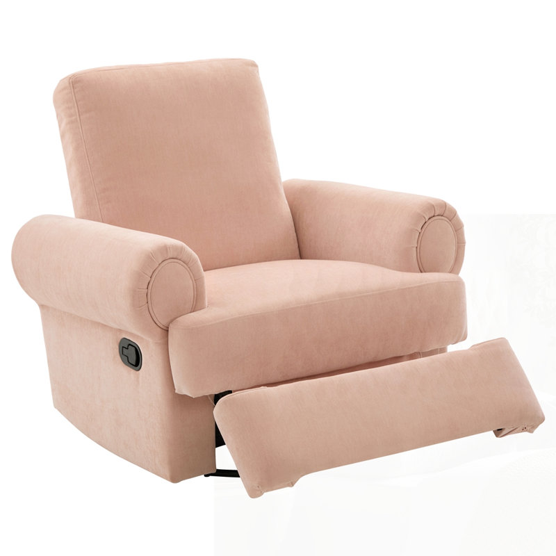 Manual Recliner Sofa Swivel Recliner Rocker Chair, Pink