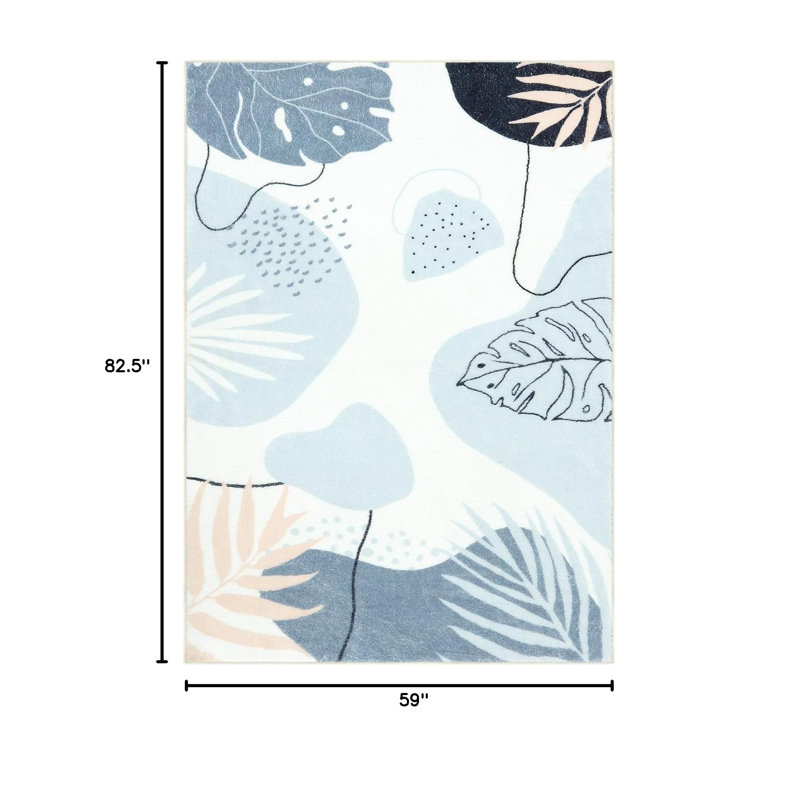  Tapis moelleux Lotus Moonlight - Décoration botanique éthérée avec base antidérapante, Rectangle 5 pi x 7 pi