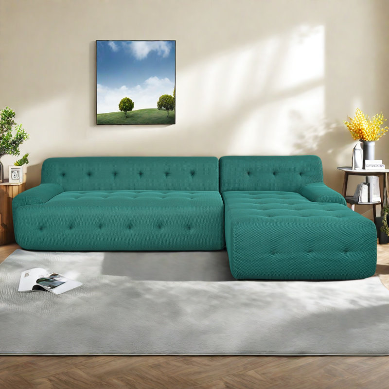 Minimalist Modular Sofa With Free Combinations, Green Polyester