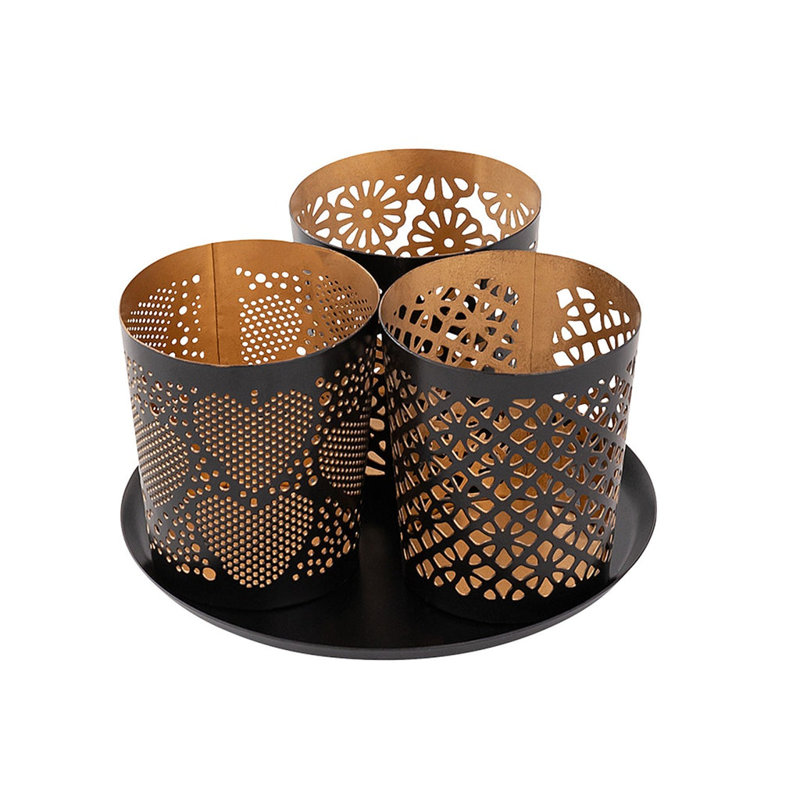3 Piece Metal Tealight Holder Set