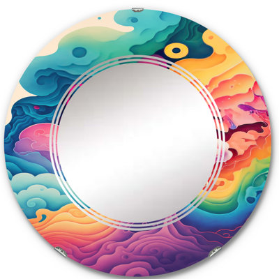 Ojasvi Multicolor Swirly Clouds VI - Modern Spiral Wall Mirror
