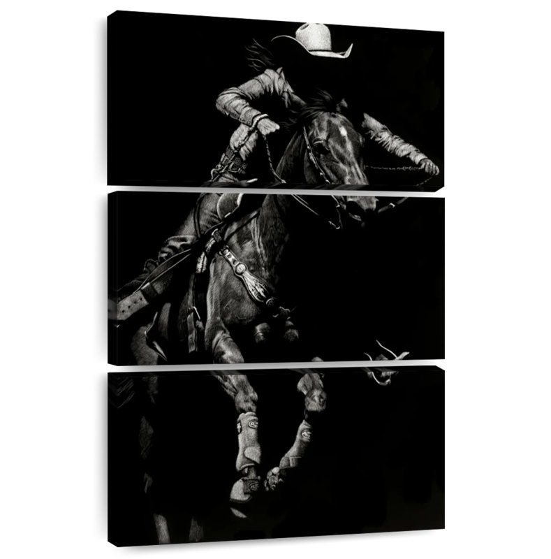 Lelar Scratchboard Rodeo IV, 50" H x 32" W
