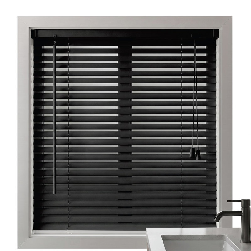 PVC & Aluminum Venetian Blinds, Easy Fit Window Blinds with Light Control & Privacy, 150 cm L x 120 cm W, Black