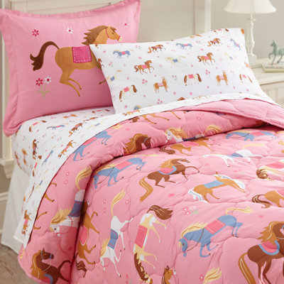 Ensemble de draps Wildkin - Microfibre douce, drap-housse et drap-housse, taie d'oreiller - Chevaux