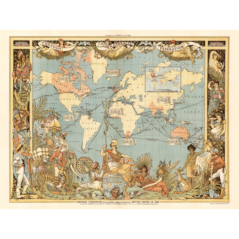 Map Colomb 1886 Extent British Empire - No Frame Art Prints