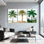 Palmiers, palmiers, scène de plage, réflexions, paysage naturel, ensemble de 3 impressions sur toile-175880767