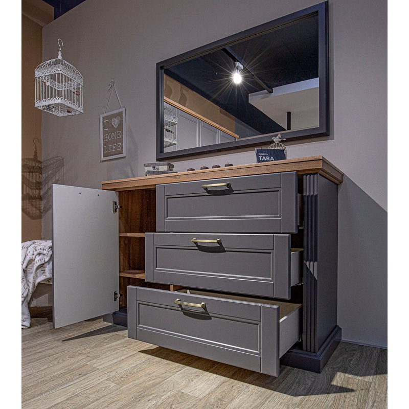Commode combinée 3 tiroirs l 54 po, gris