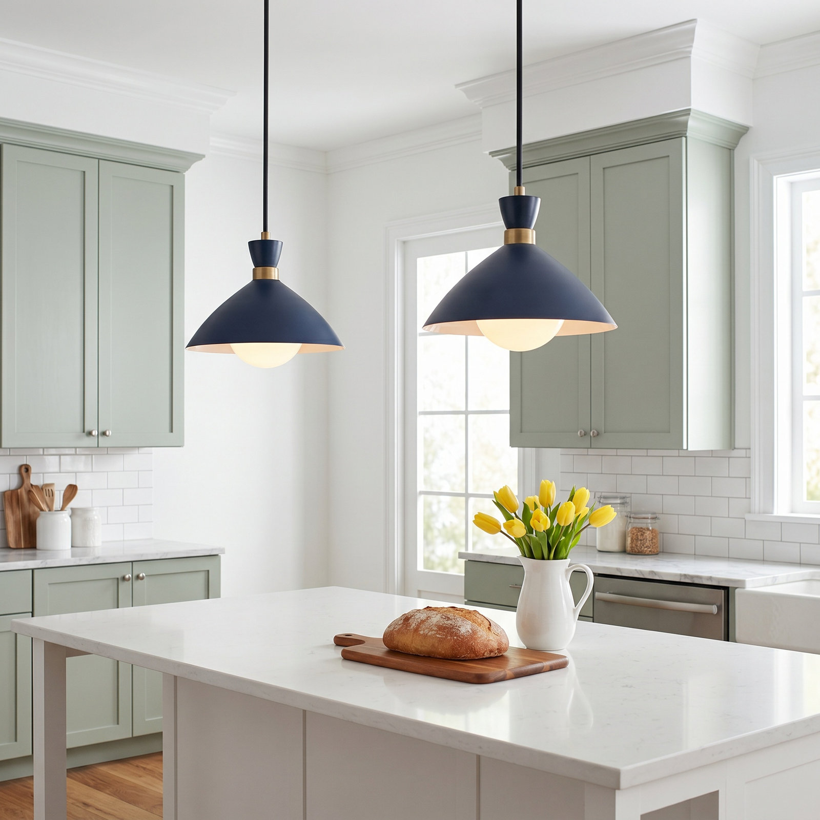 Kita Single Light Metal Dimmable Pendant, Matte Navy