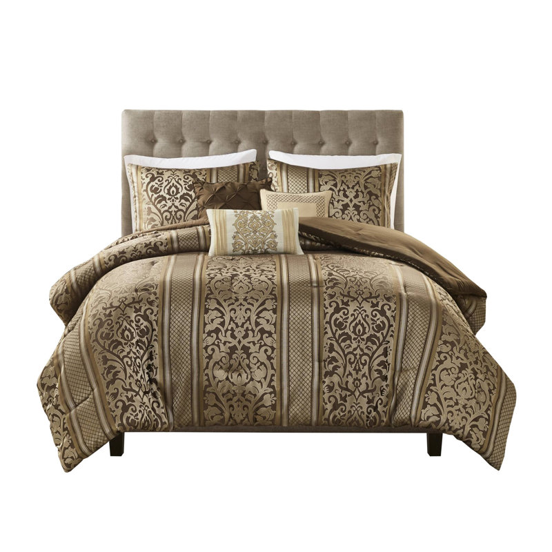 Full/queen Sized 6 Piece Bedding Comforter - , Pattern, Wash Pillows Full/queen, Material, Leaf Design, , Machine Throw