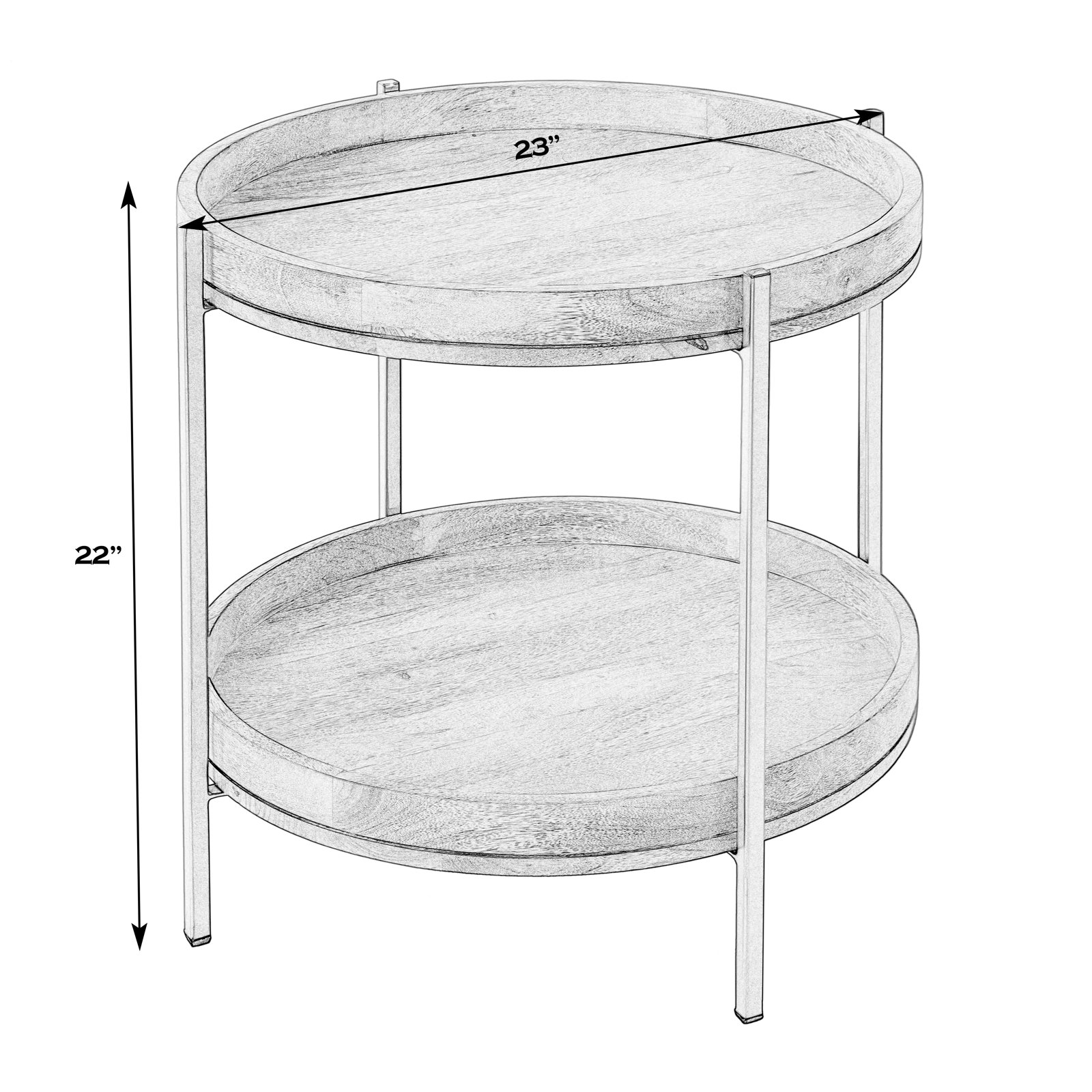 Inira 22" Mango End Table, Natural Brown