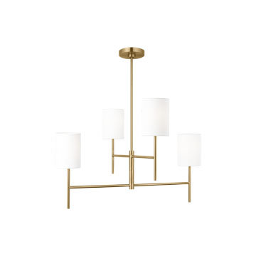 Barbara Barry Courtois 4 Light Dining Room Chandelier In Finish With Linen Shade, Burnished Brass
