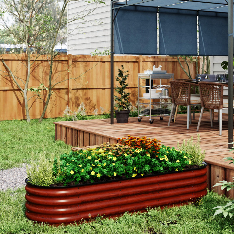 Ensemble de jardin surélevé galvanisé 6,5 pi x 2 pi x 1,4 pi Outsunny