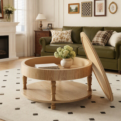 Table basse moderne avec rangement double et compartiment caché, pieds réglables pour plus de stabilité, assemblage facile