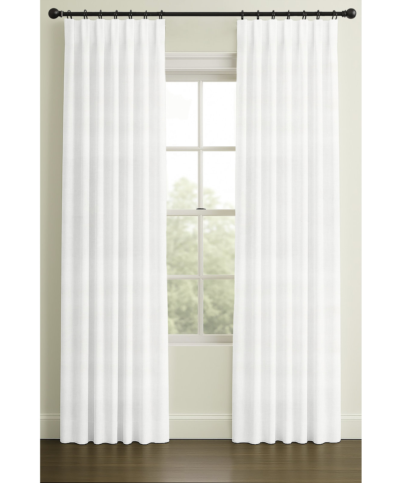 Westmere Linen Curtain in White, Double, 50" W X 108" L, Rod Pocket
