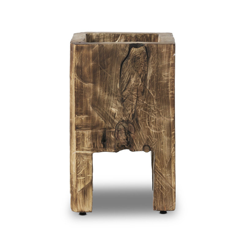 TORA Wood Planter, 25.75" H x 16" W x 16" D, Burnt Reclaimed