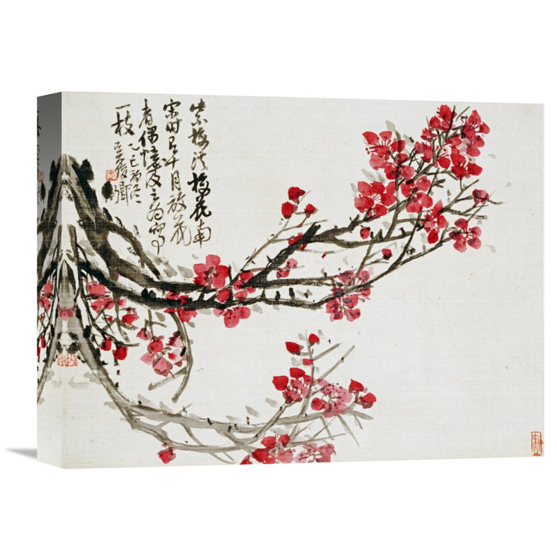 " Plum Blossoms " by Wu Changshuo, 22.98" H x 30" W x 1.5" D