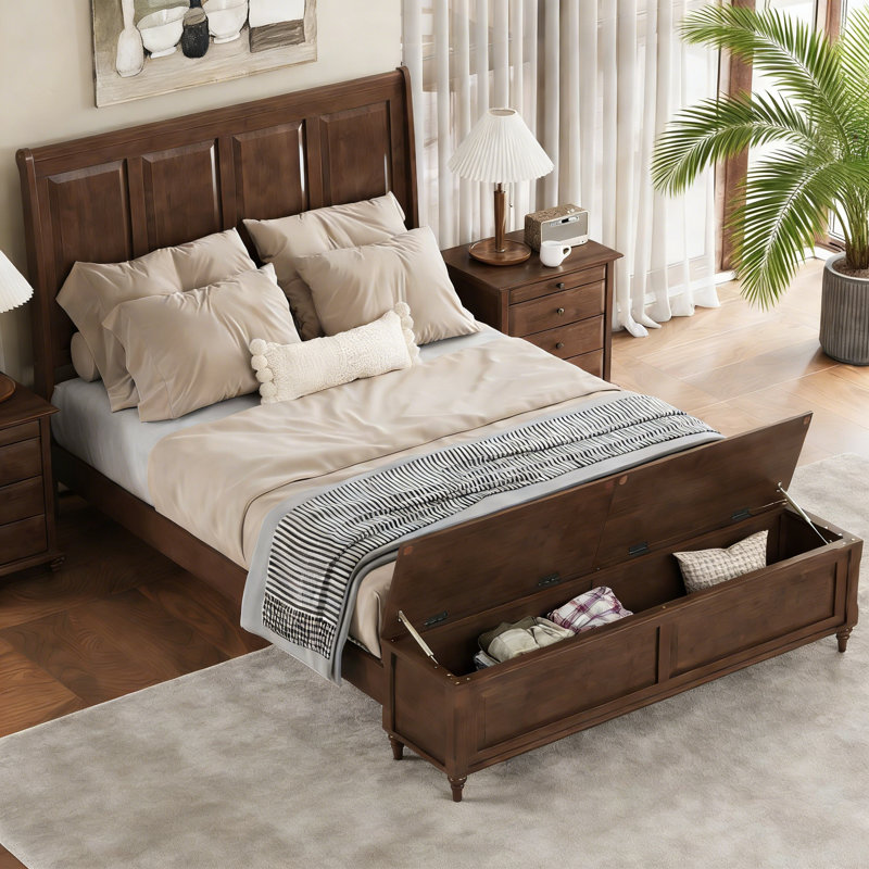 Lit-bateau avec commode Soild, Noyer brun, Grand lit