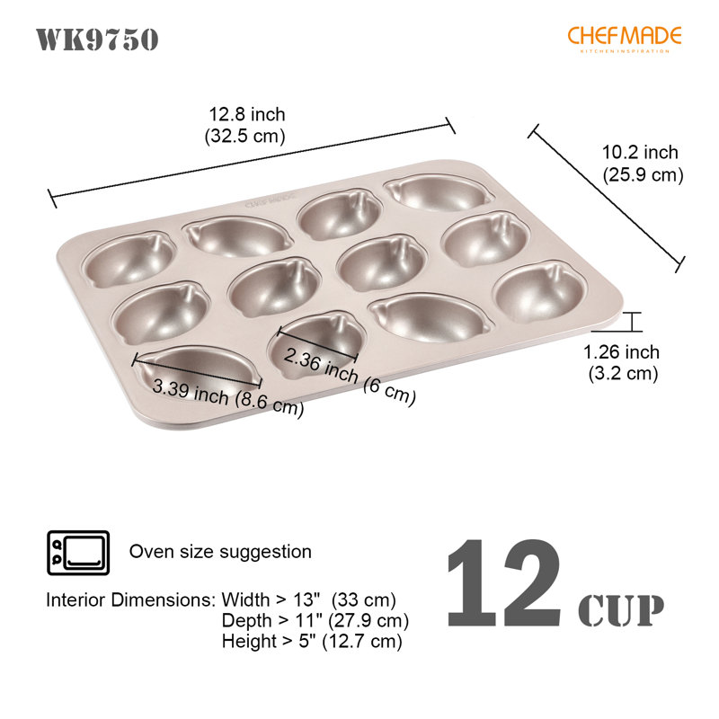 CHEFMADE Muffin Cake pan, 12-Cavity Non-Stick Lemon-Shaped Bakeware for Oven Baking